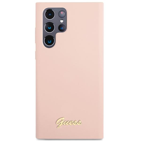 Guess Guhcs23Llslmgpp S23 Ultra S918 Różowy/Pink Hardcase Silicone Script Metal Logo