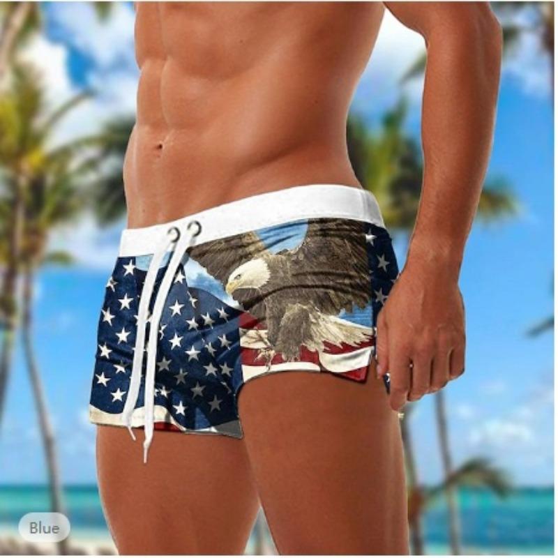 Letní 3D šortky s potiskem americké vlajky Módní ležérní plážové pánské šortky