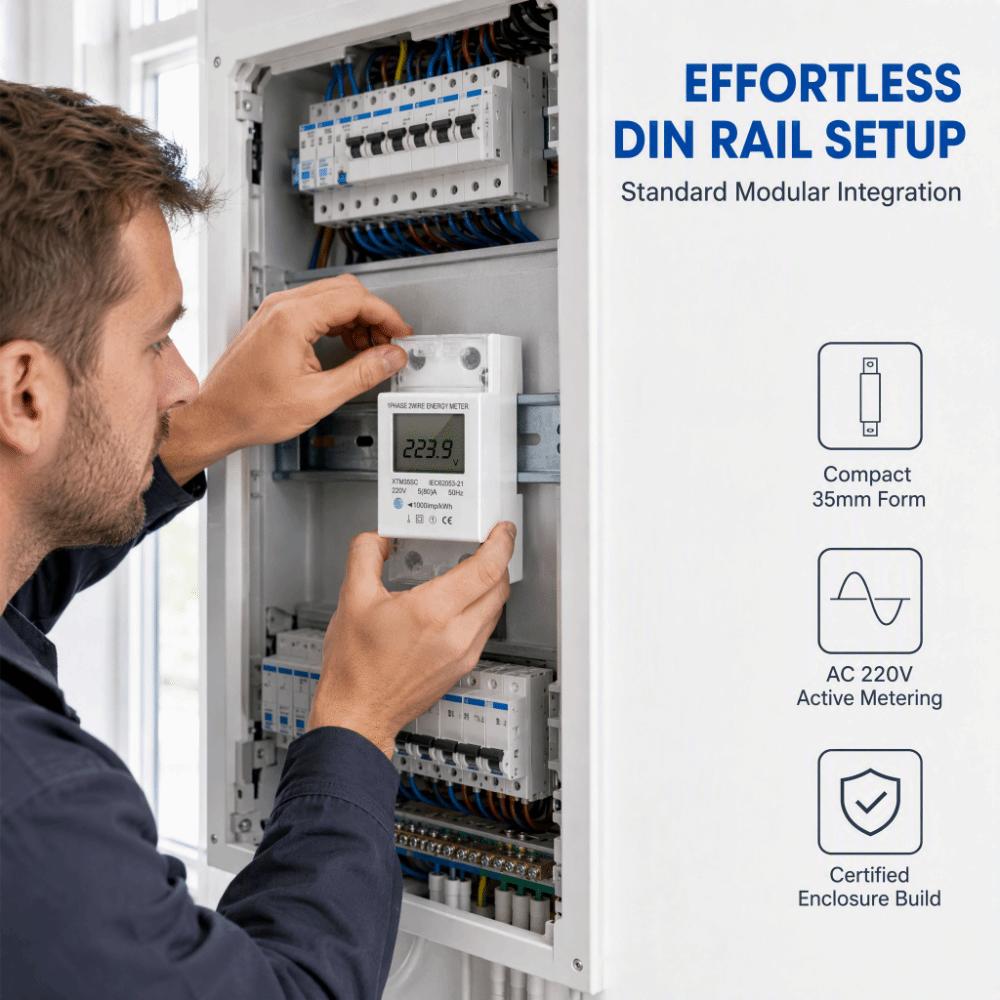 Digital Display Electric Meter Single Phase Power Consumption Monitor Household Energy Monitoring