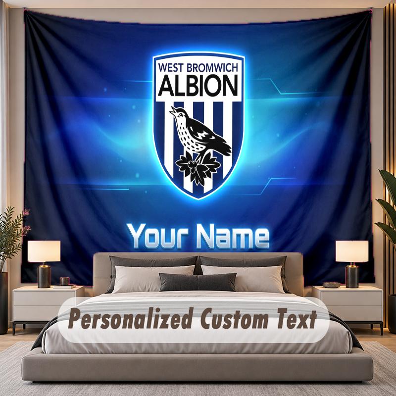 Custom Name Text Tapestry West Bromwich Albion Personalized Polyester Wall Tapestry For Bedroom And Room