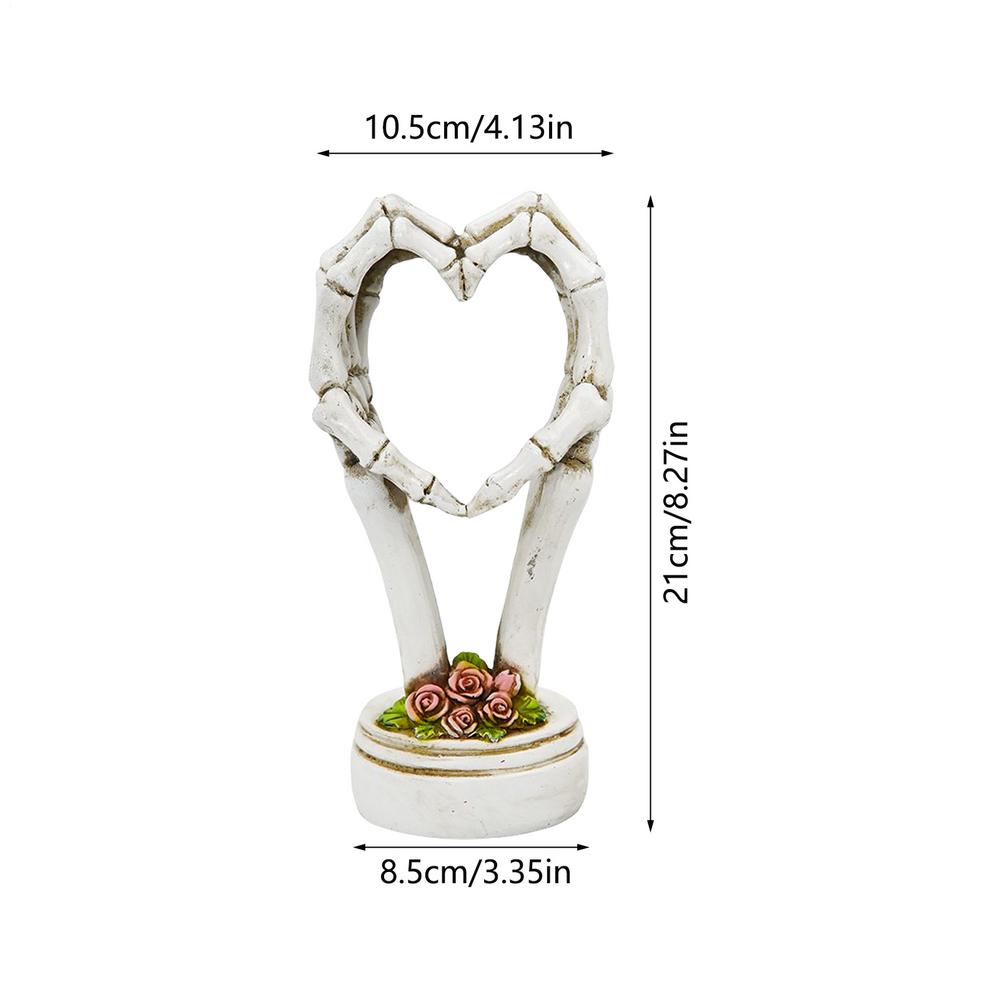 Kreative Geste Desktop-Figur Harz Schädel Hand Herz Skulptur Halloween Wohnzimmer Schlafzimmer Grotesk Gotisch Heimdekor