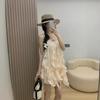 French Gentle Elegance Socialite Ruffled Spaghetti Strap Dress, Beautiful, Loose, Slimming, A-line Short Skirt New Arrival