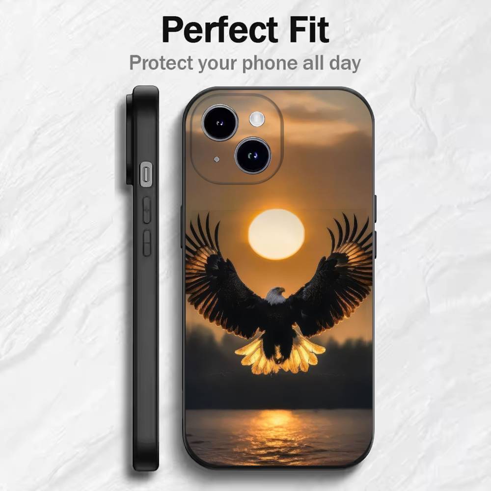 

Eagle Cool Animal Phone Case For 17 16 15 14 13 12 11 Mini XS XR X 6S 6 Pro Max Plus Black Soft Cover iPhone16plus