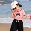 LUSON Girls' Cartoon Print Short Sleeve T-Shirt