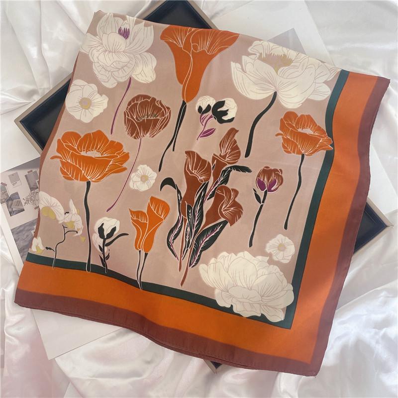 Luxury Desig Cashew Print Square Scarf Women’s Summer Breathable Silk Bandanna Luxury Female Neckerchief Fashion Hijab Gift 70cm