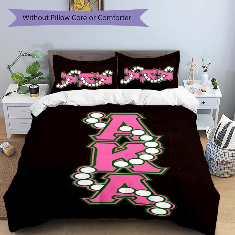 3pcs AKA logo9 pattern bedding set duvet cover set includes duvet cover &pillowcases, perfect all season bedroom decoration & gift