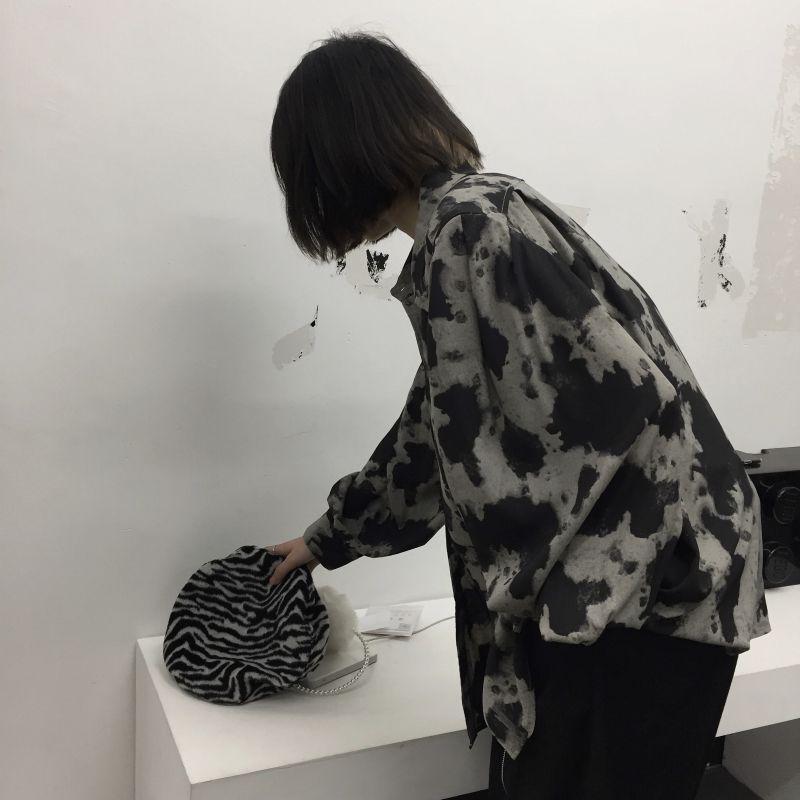 Korean-style Retro Versatile Leopard Print Shirt Top Loose Long-sleeved Shirt Coat for Women
