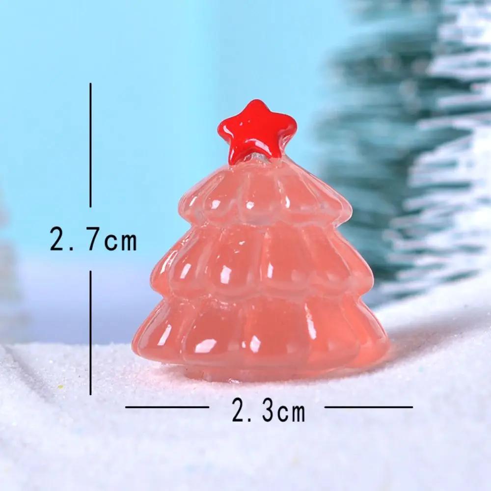 Mini Christmas Tree Micro Landscape Figure Ornament Luminous Pine Tree Decorations Ornament Desktop Decor Resin Craft