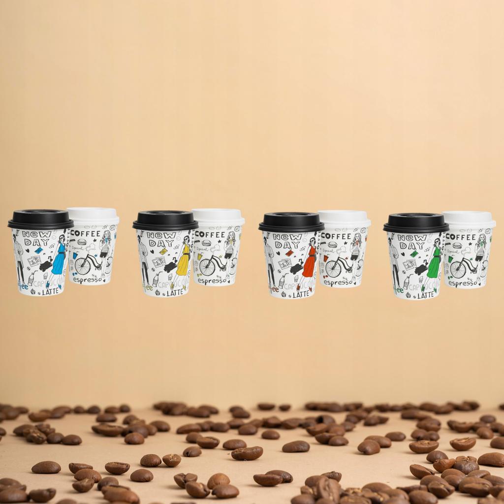 Cups + Lids Disposable Paper Cups For Takeaway Drinks