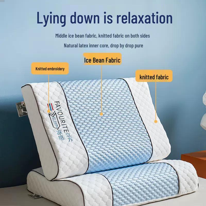 Thailand Natural Latex Neck Massage Pillow - Breathable, Cooling, and Supportive for Adults and Students