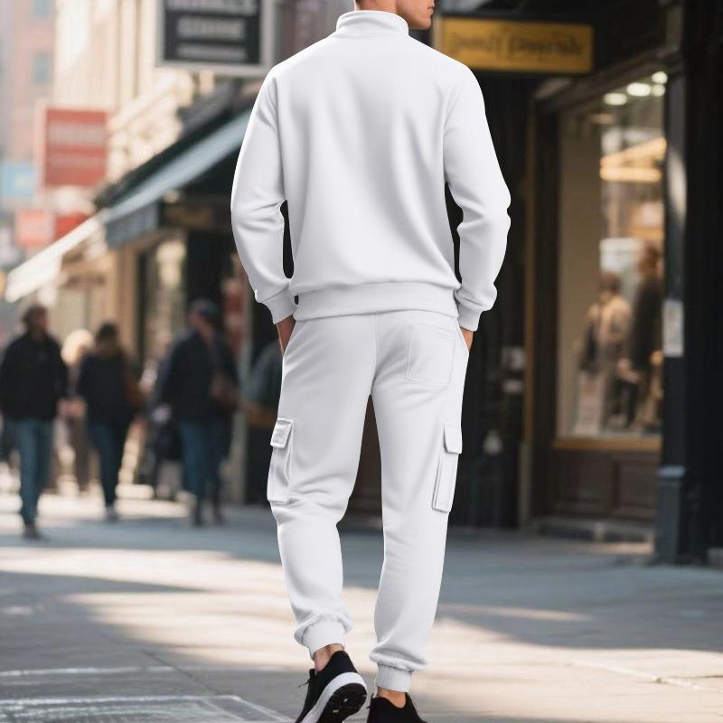 Set di pantaloni da lavoro casual da uomo Autunno/Inverno, stile vintage, foderati in pile, termici, con cerniera