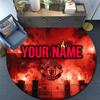 Custom Name,Manchester United FC pattern round rug,Carpet Rug for Living Room Bedroom Playroom ,Non-slip Floor Mat,Holiday Gifts and Birthday Gifts.