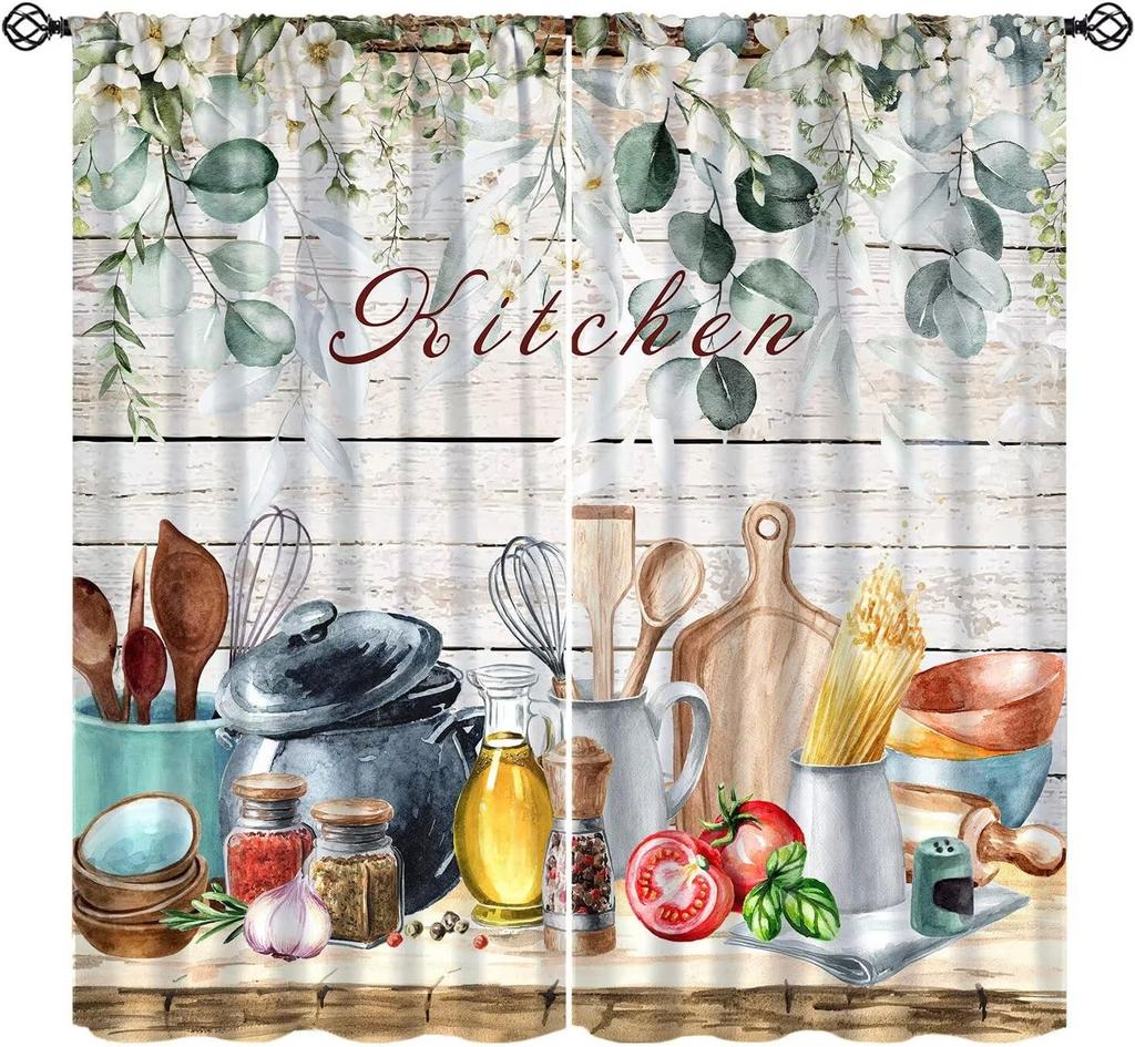 Fruit Grape Curtains, Retro Country Style Rattan Fruit Pattern Window Decoration, Suitable for Living Room, Bedroom and Kitchen