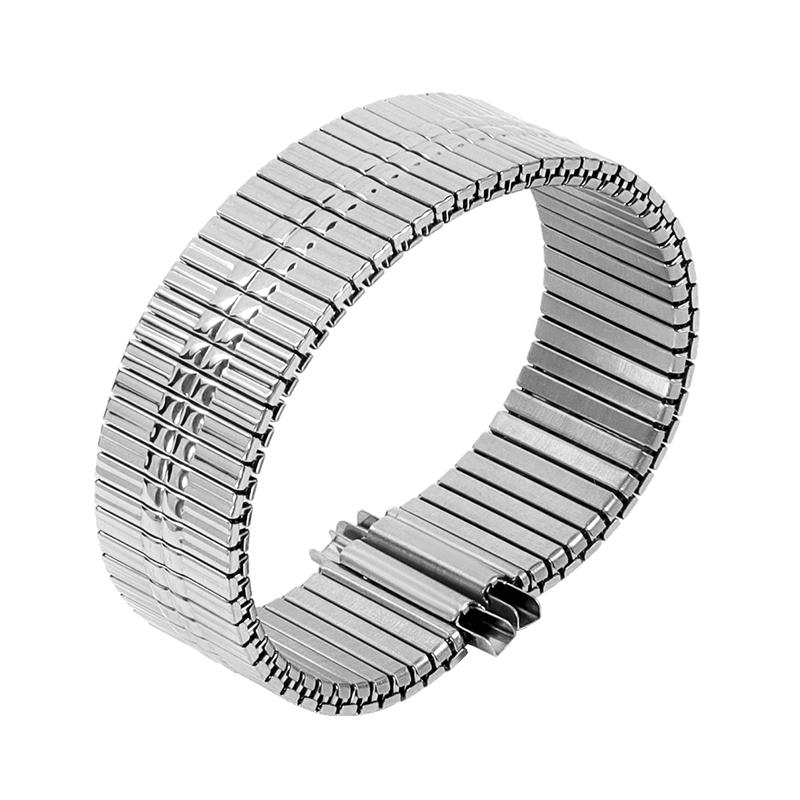 

Ремінець для годинника з нержавіючої сталі 16мм-22мм Еластичний ремінець Регульована ширина Металеві ремінці для годинника Замінний браслет Універсальний браслет 16-22mm срібний