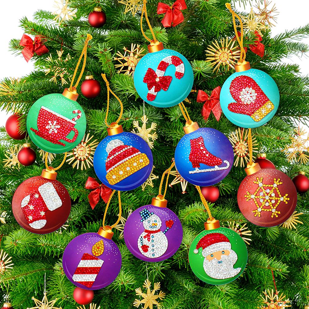 10 buc bricolaj cu burghie complete pictură cu diamant forme speciale pentru brad de Crăciun pandantiv ornament pentru agățat decorațiuni de Crăciun Natal Navided