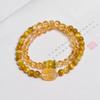 Natural yellow crystal Pixiu bracelet for women, niche high-end gold tiger eye bracelet, double-loop yellow crystal bracelet for women