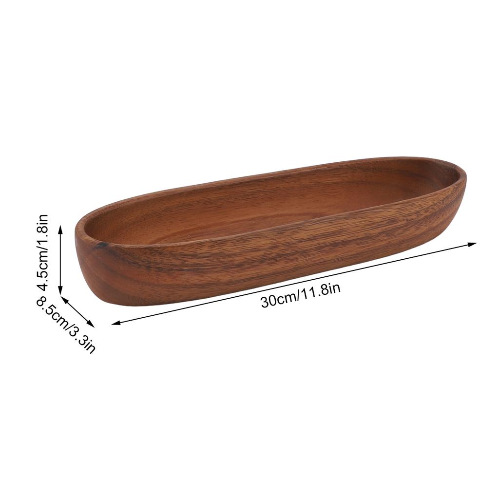 Wooden Salad Bowl Multipurpose Large Capacity Wooden Boat Shaped Serving Tray for Food Bread Fruits Snack Dessert