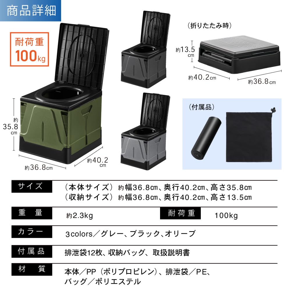 By Disaster Preparedness PYKES PEAK Portable 100kg Weight Includes 12 Coagulants and 12 Stool for Outdoor and Nursing Care [Recommended Specialists]