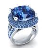 Noble Sapphire and Three Diamond Women's Ring - Popular European and American Banquet Jewelry