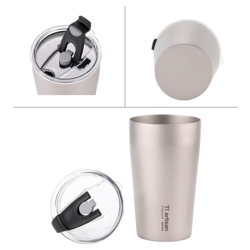 500ml Outdoor Titanium Teacup Double Wall Camping Beer Cup 500ml Water Cup with Lip Camping Equipment Picnic Cookware