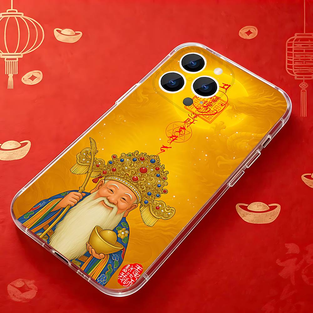 

God of Wealth in Ancient China rich Case For iPhone 17,16,15,14,13,12,11 Pro,Max,Plus,X,XS,XR,SE4,E Mini Transparent Soft Cover iPhone13