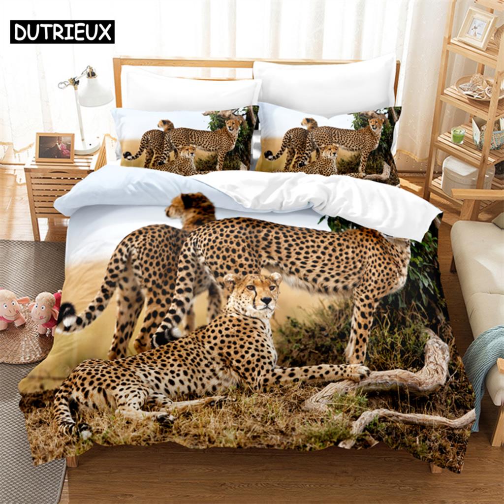 3D Digital Printing Fashion Design Ferocious Animals Beding Set, Quen Sized Dimensions Soft with Soft Fabric Duvet Cover Set
