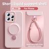 Liquid Silicone Magnetic Phone Case For Magsafe IPhone 13 14 15 16 Pro Max With Hanging Wrist Rope Strap Bracket Protective
