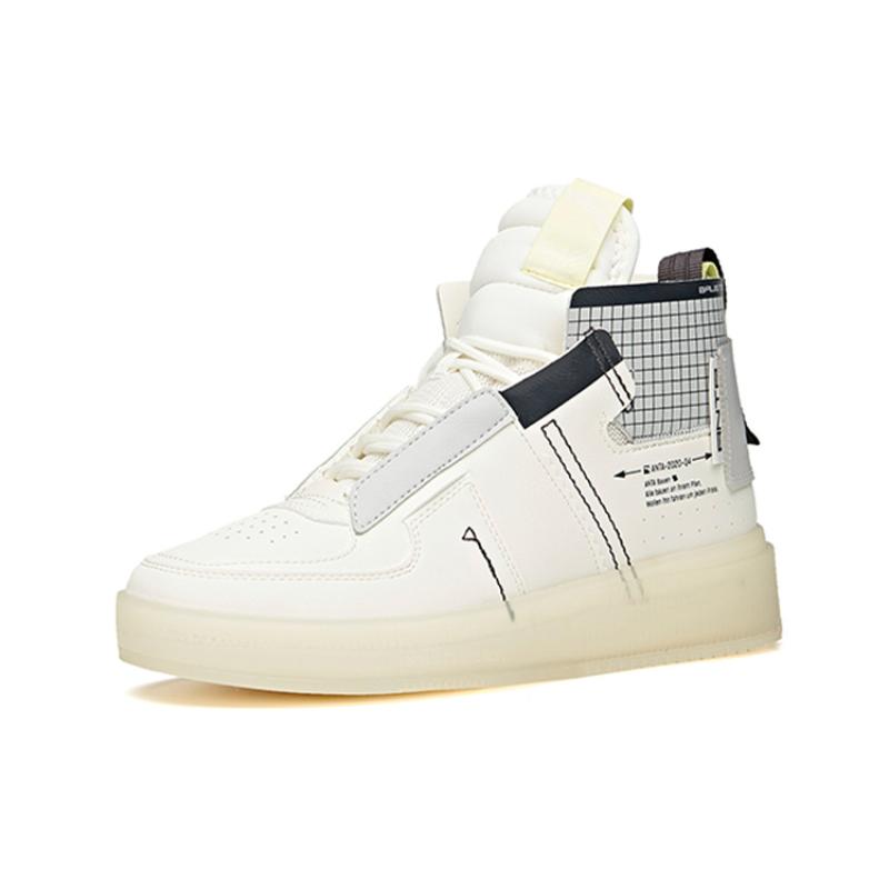 Anta Life Collection High-Top Skateboard Shoes Men's White Gray Black Sneakers 912048012-2