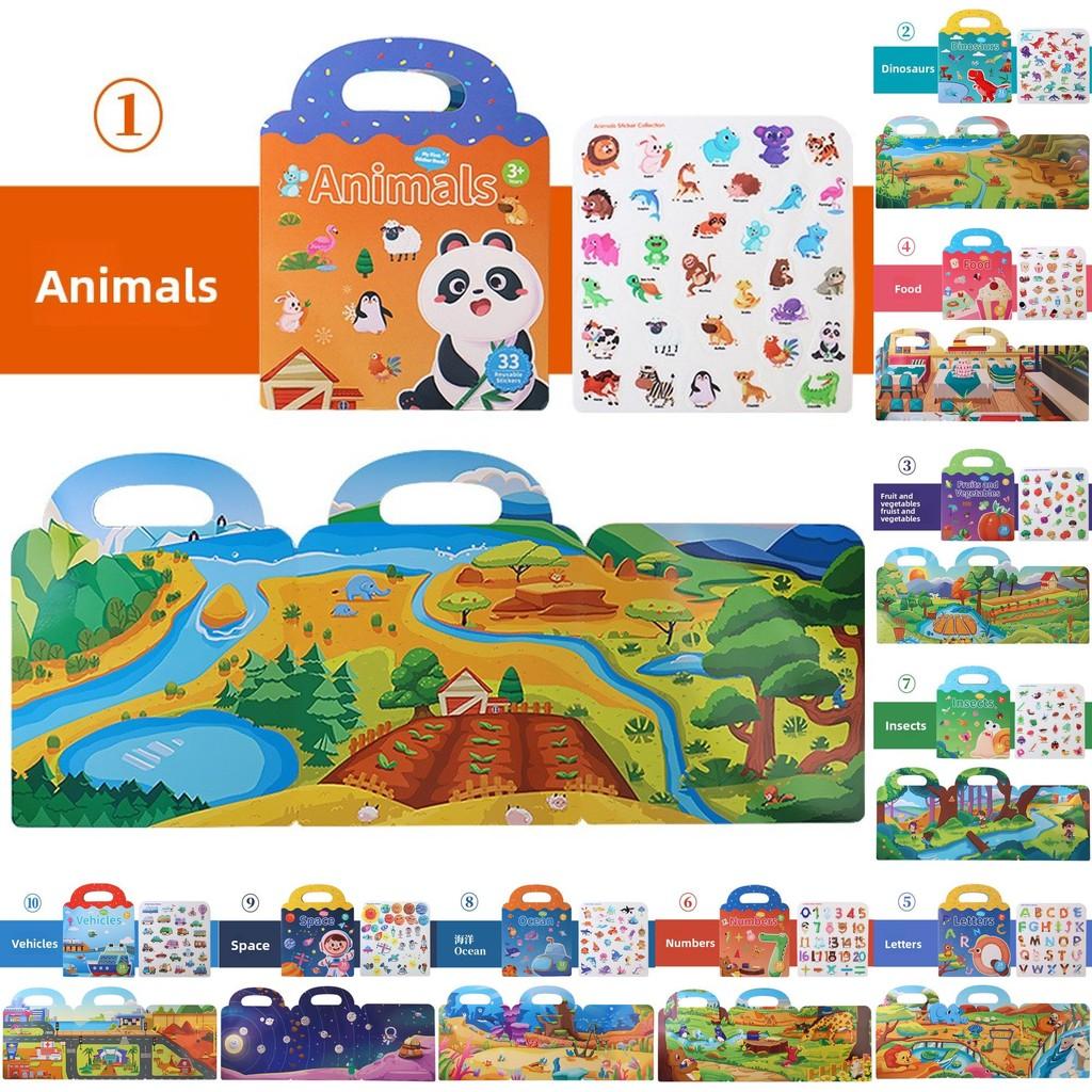 Educational Sticker Kids Book With Animal Dinosaur Pattern For Recognition Skill