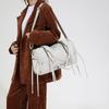 Suede Tote Bag Women's Fashion Shoulder Bag with Lace Up Detail and Adjustable Crossbody Strap