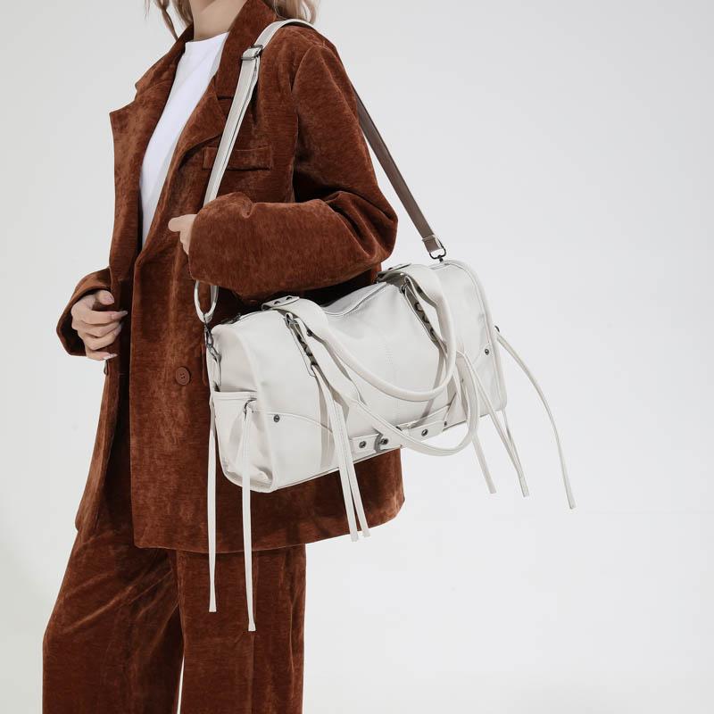 Suede Tote Bag Women's Fashion Shoulder Bag with Lace Up Detail and Adjustable Crossbody Strap