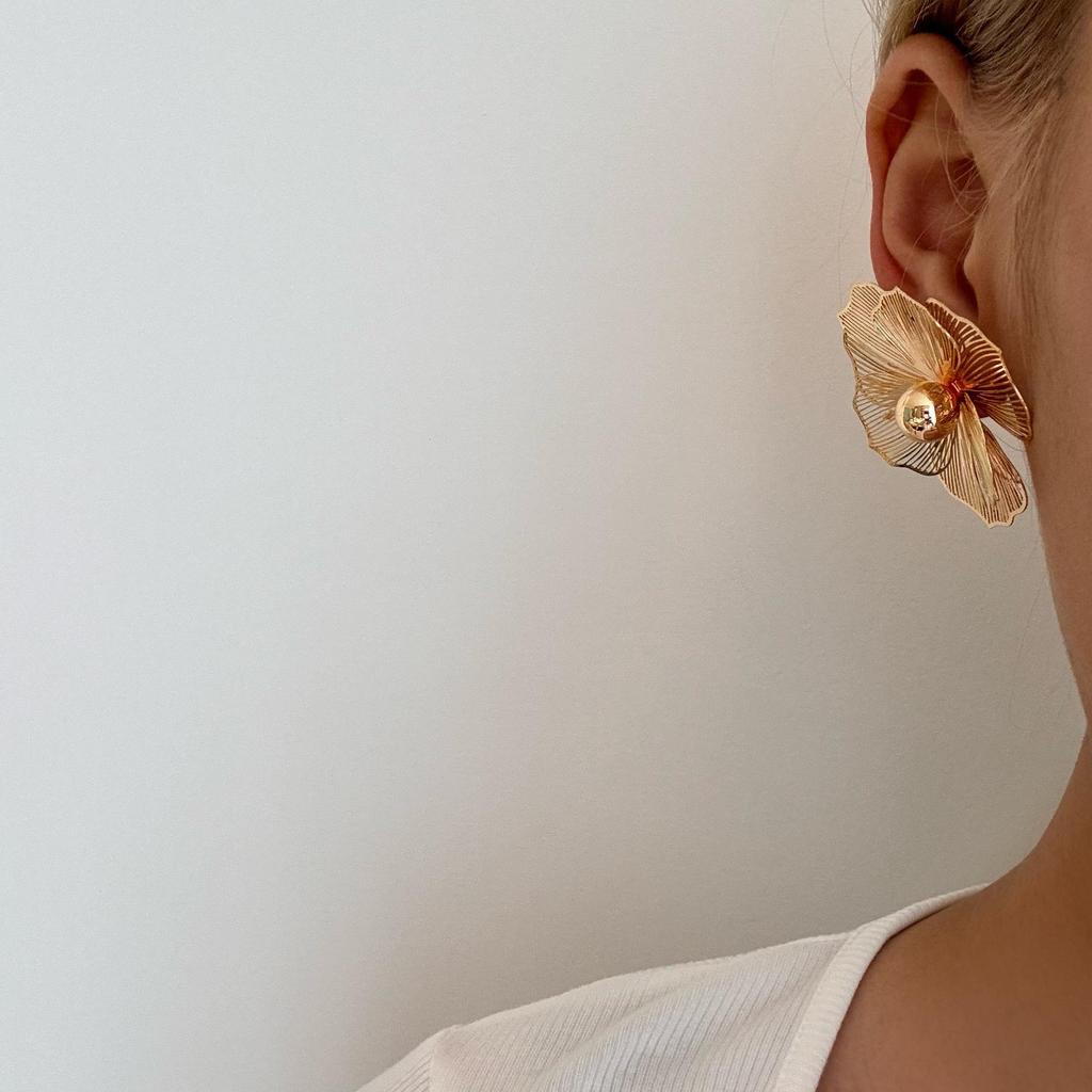 INS Style Hollow Flower Petal Earrings for Women - Perfect for Travel and Photos