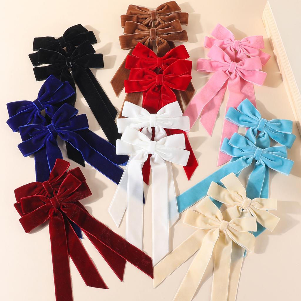 2Pcs Vintage Large Velvet Bow Hairpins for Women Double Layered Bow Hair Clips Korean Girls Hair Clip Barrettes Hair Accessories