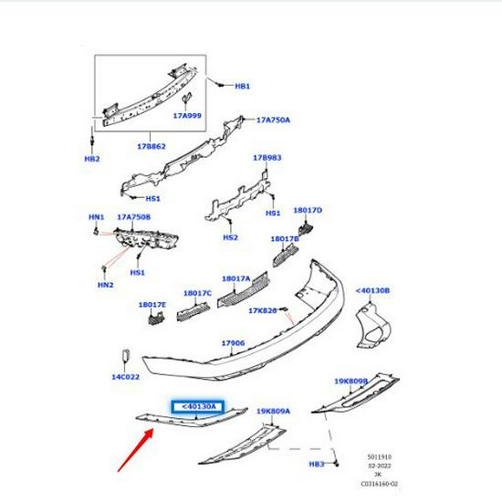 Rear Bumper Trim for 2022-23 Land Rover Range Rover Executive Edition (LR151072/LR151070).