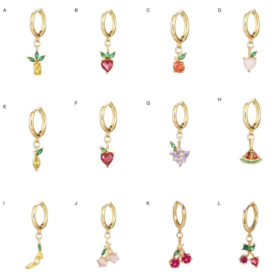 1 szt. Kolczyki wiszące winogronowe kolorowe cyrkonie biżuteria kolczyki koła owocowe do codziennego noszenia