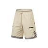 Li-Ning Sports Basketball Series Logo Print Drawstring Elastic Waist Straight-Leg Quick-Dry Loose Basketball Shorts Men Bottoms AAPT561-2