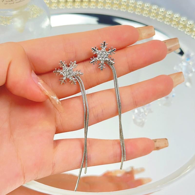 Cercei cu șuruburi cu ciucuri lungi, cu stras, de culoare argintie, pentru femei, cu temperament nou de modă, bijuterii de zi cu zi