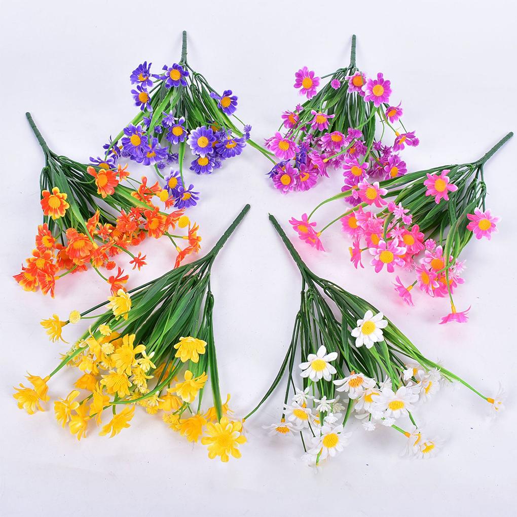 Artificial Flower Bundle Plastic Plants Outdoor Simulated Faux Bouquet Indoor for Window Garden Arrangement
