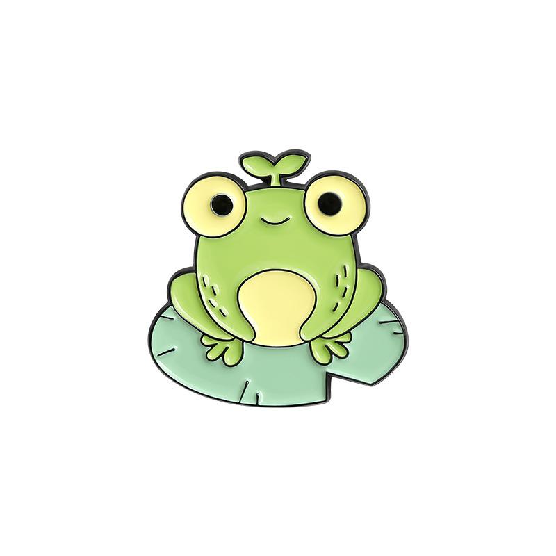 Frog Cute Unique Playing Music Brooch Beautiful Strawberry Accented Pin Alloy