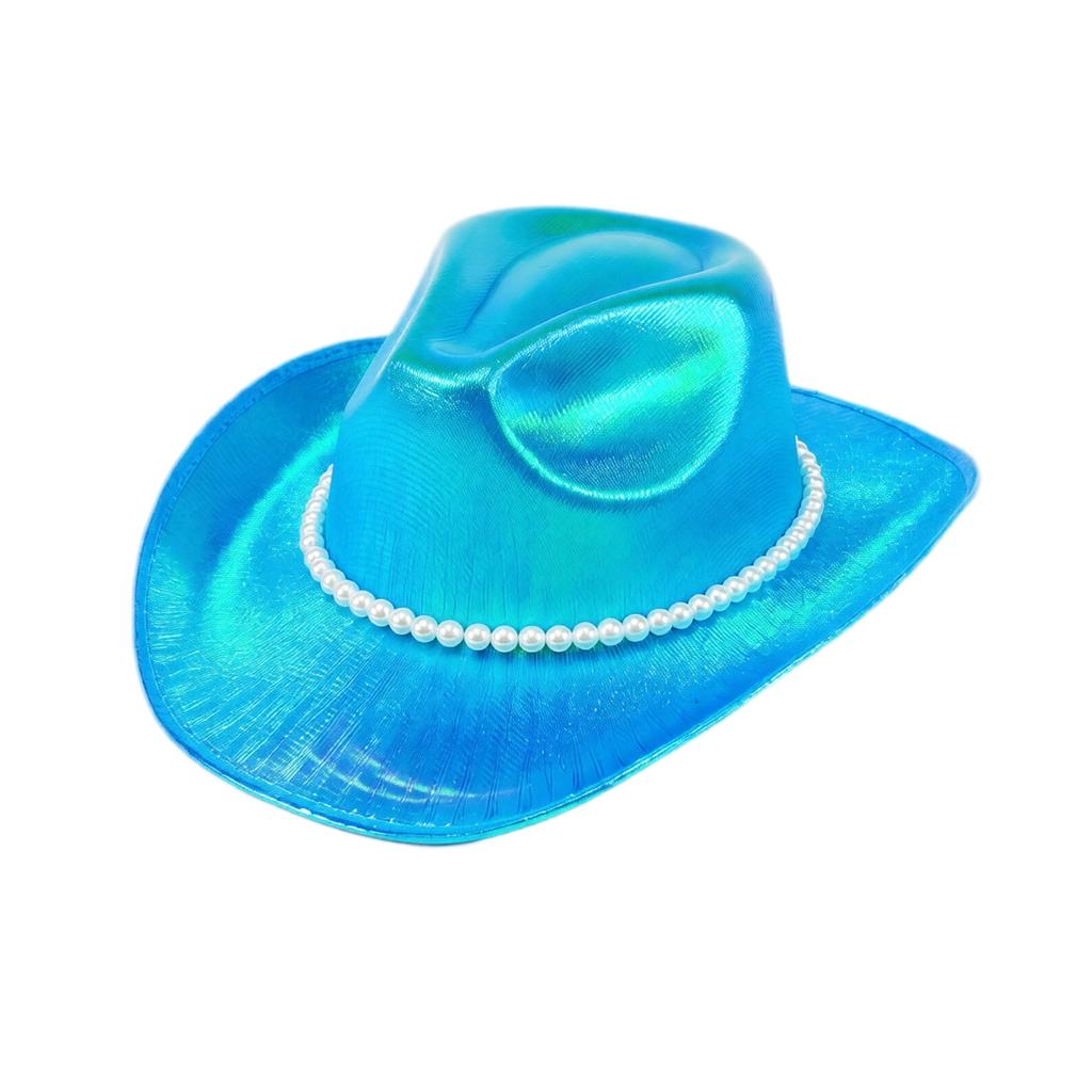 Adult Colorful Pearlescent Hat with Trim for Western Theme Party