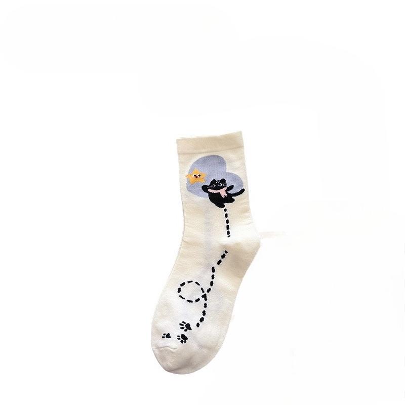 Female Spring and Summer Cartoon Cute Dog College Wind Tube Cotton Socks