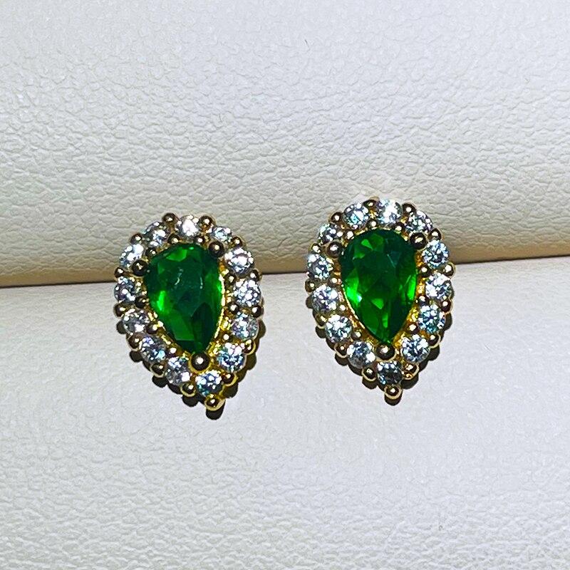 BELLA BOX Boucles d'oreilles Vintage pour femmes, bijoux fins avec goutte d'eau, Zircon vert, cadeau