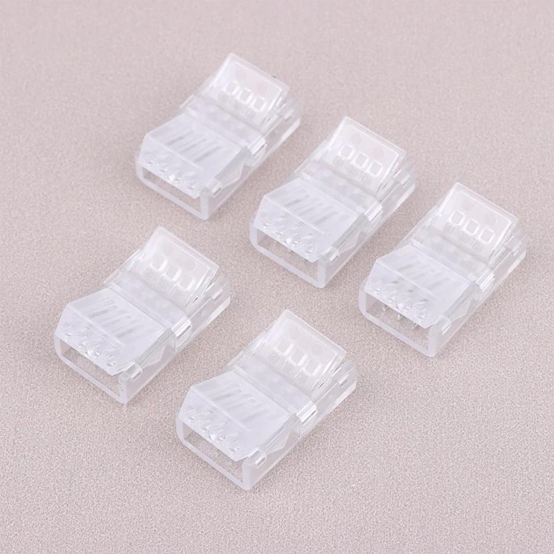 

5/10/15Pcs Transparent 4Pin Solderless RGB LED Strip Connectors 10mm Quick Adapters For 5050 Multi-Color Track Lighting