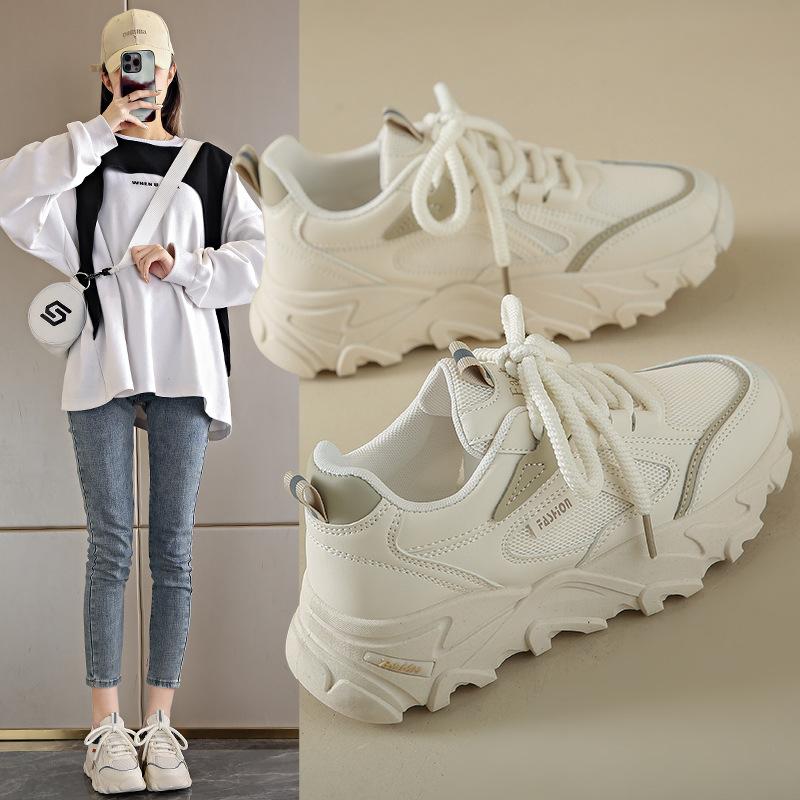 

2024 зима нова мода теплий тренд зносостійкі повсякденні повсякденні туфлі товста підошва збільшення зросту низькі татові кросівки жіночі 40