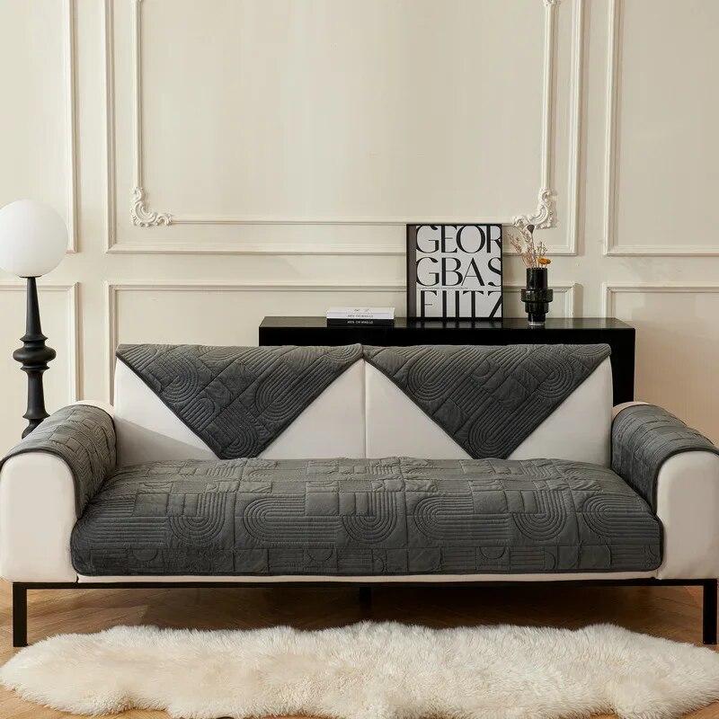 Tykke plysj sofatrekk til stuen Sklisikker vinter varm sofa Pute Lounge Universal seksjonssofa Håndkle hjemmeinnredning