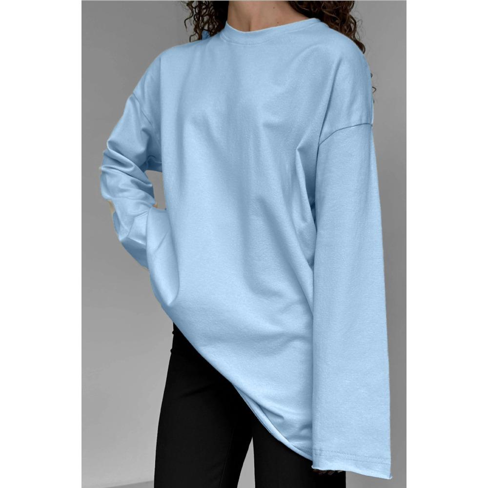 Spring Autumn New Cotton Long Sleeve T-shirt Women's Loose Top Fashionable Versatile Comfortable Casual Solid Color T-Shirts