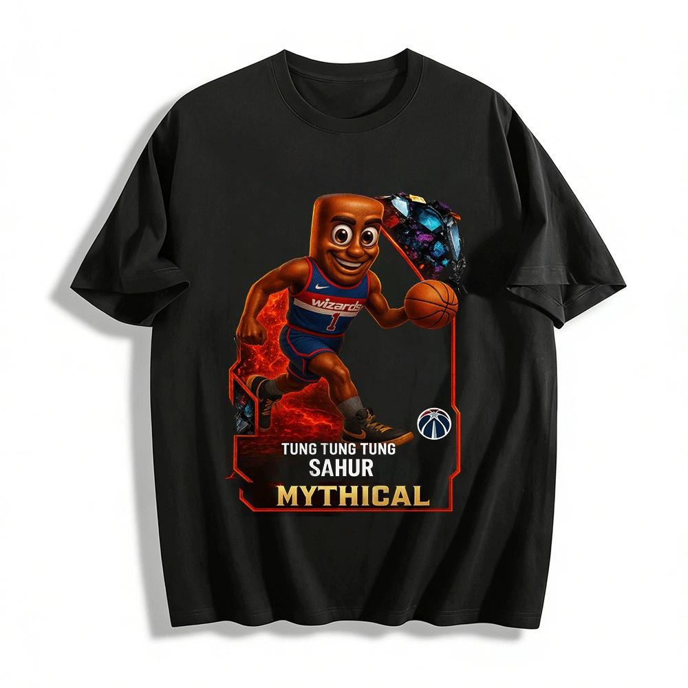 

Mythical Wizards Cartoon Basketball Graphic Casual Sports Tee Pure cotton T-shirt XXS