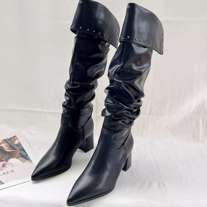 Fashion Ladies Shoes 2025 Fashion Slip-on Women's Boots Sexy Pointed Toe Boots Women Winter Elegant Best Seller Knee-High Boots