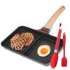 Nonstick Divided Grill Pan 2-Section Versatile Breakfast Grilling Pan Steak Griddle Pan Egg Grill Skillet with Bakelite Handle