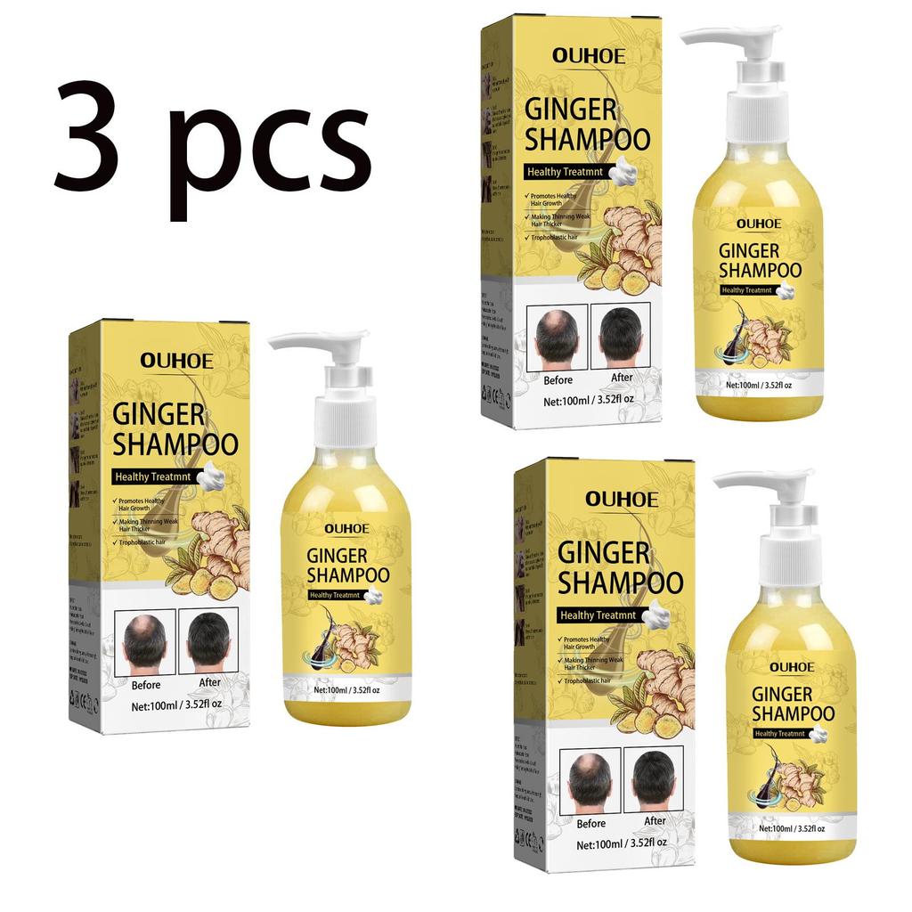 OUHOE Ginger Anti-Hair Loss Shampoo 100ml - Anti-Hair Loss, Strengthens Hair, Removes Dandruff, Controls Oil, and Thickens Hair.